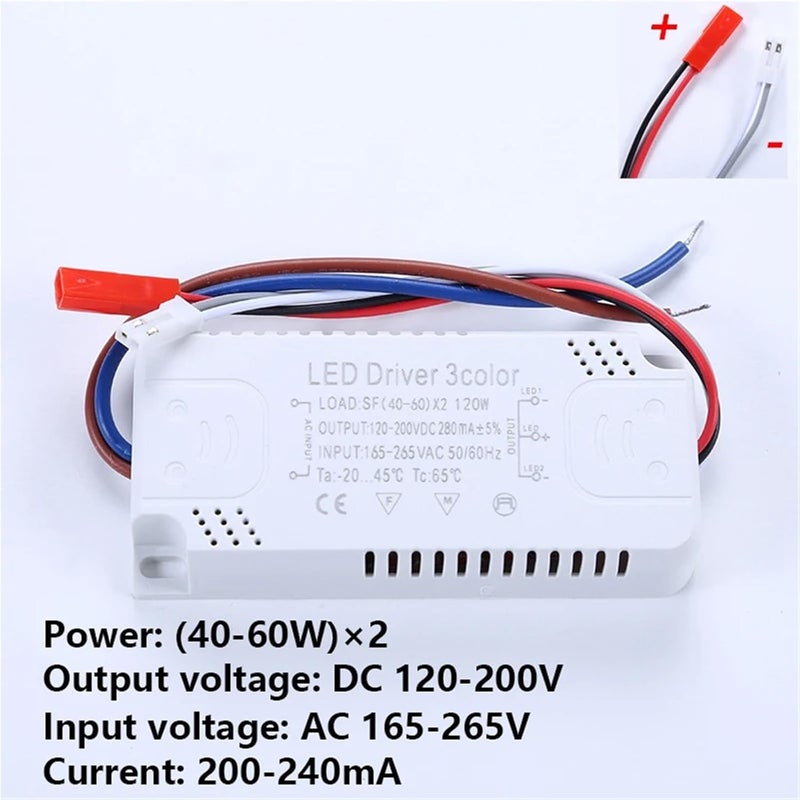 سائق LED 40-60W AC165-265V 220mA لإضاءة الشريط وحدة الطاقة المدخل 12-24W 20-40W 30-50W - Image 2